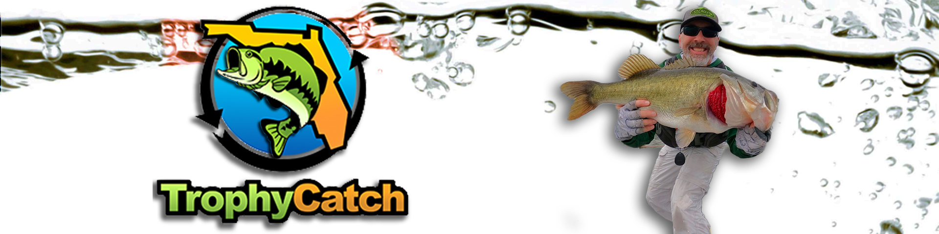 TrophyCatch logo and an angler holding a bass